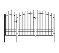 vidaXL Portail de jardin 2,45 x 4 m – Acier enduit de poudre – Noir – Design élégant et arqué