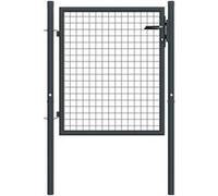 vidaXL Portail maille de jardin acier galvanisé 100x125 cm Gris