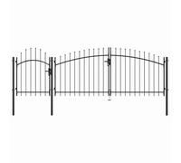 Portail de jardin Woerden en acier - 1,5 x 4 m - Noir | Revêtement par poudre, protection contre la rouille, système de fermeture, 3 poteaux, double battant, montage facile