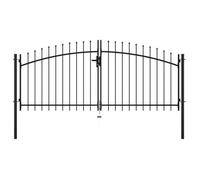 vidaXL Double portail Haut en forme de lance 300 x 150 cm Acier noir 3 clés incluses