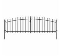 Portail double Woerden avec pointe en forme de lance - vidaXL - acier avec revêtement en poudre - noir - 400 x 149,5 cm 6616374