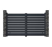 Portail électrique battant aluminium ajouré L305 x H180 cm anthracite - PRIMO