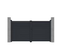 Portail électrique battant aluminium persienné L305 x H165 cm anthracite - VIAZO
