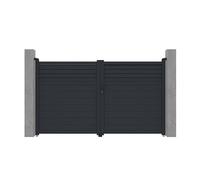 Portail électrique battant aluminium persienné L305 x H181 cm anthracite - VIAZO