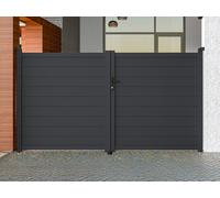 Portail électrique battant aluminium plein L305 x H166 cm anthracite - NAZARIO
