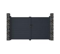 Portail électrique battant aluminium plein L305 x H181 cm anthracite - NAZARIO