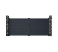 Portail électrique battant aluminium plein L397 x H180 cm anthracite - NAZARIO