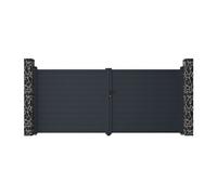 Portail électrique battant aluminium plein L397 x H181 cm anthracite - NAZARIO
