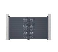 Portail électrique battant aluminium semi plein à motifs L305 x H180 cm anthracite GREGOR