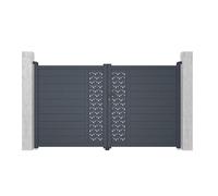 Portail électrique battant aluminium semi plein à motifs L305 x H181 cm anthracite GREGOR