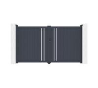 Portail électrique battant en aluminium semi ajouré L309 x H181 cm anthracite - TOROMA