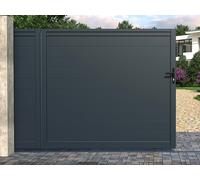 Portail électrique coulissant aluminium plein L416 x H180 cm anthracite - NAZARIO