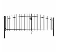 Portail en acier revêtu par pulvérisation à double battant avec pointe de lance 400 x 149 cm, porte de jardin stable avec pointe de lance pour l'intimité et la sécurité, avec charnière à boulons