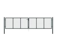 Portail En Maille De Jardin Acier Galvanisé 400 X 125 Cm Gris