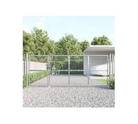vidaXL Portal de jardin maille argenté 350x175 cm acier galvanisé