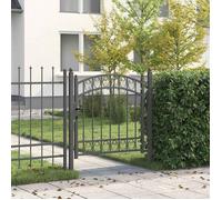 Portail - VIDAXL - Portillon 100 x 100 cm - Acier peint - Gris - Sommet arqué