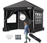PORTAL Tonnelle Pliante 3x3 de Jardin Exterieur Barnum Pliant Professionnel | 4 Rideaux 1000mm imperméable ignifugé qualité commerciale chapiteau canopée anti UV avec poids toile bâche camping plage