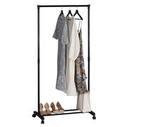 Portant à linge avec barres de suspension Porte-manteau sur pied à roulettes coloris noir - Longueur 77 x Hauteur 157 x Profondeur 41,5 cm