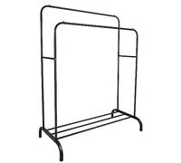 Portant à Vêtements à Roulettes, Porte-manteaux, Penderie, Charge 110 kg, avec Double Tringle et Étagère de Rangement, Style Industriel, pour Chambre, Buanderie-145-125 * 110 * 54 cm-noir