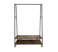 Portant à Vêtements - Box and Beyond - 100 x 45 x 160 cm - Bois Naturel et Métal Noir - Étagères - Portant, Porte-Manteaux