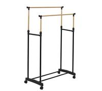 Portant à Vêtements Double Ajustable Effet Bois 160cm Noir