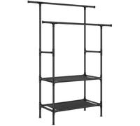 Portant à vêtements double barre en métal SONGMICS - Étagère de rangement à 2 Niveaux - Noir