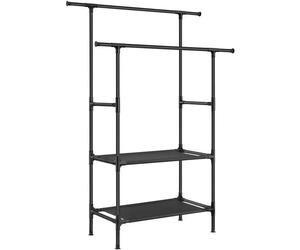 Portant à vêtements double barre en métal SONGMICS - Étagère de rangement à 2 Niveaux - Noir
