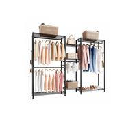 Portant à vêtements en acier carbone avec 7 étagères réglables 4 tringles et 8 crochets charge 385 5 kg pour chambre et magasin