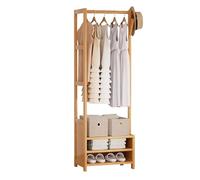 Portant à vêtements en bambou avec tringle de suspension et étagères Sto - Armoire ouverte sur pied pour chambre à coucher et couloir