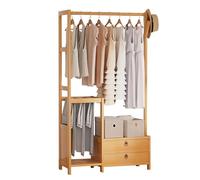 Portant à vêtements en bambou avec tringle de suspension et étagères Sto - Vêtements sur pied nizer Slish Armoire ouverte et manteau Hanr pour chambre à coucher, couloir ou salon
