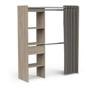 Portant à Vêtements en Bois de Chêne CHICAGO - Dressing Extensible - Fabriqué en France - Pratique et Fonctionnel (168,2 cm x 50 cm x 187 cm)