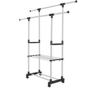 Portant à Vêtements Extensibls, Penderie à Vêtements en Métal avec Double Barre Réglable Porte-vêtements à Roulette avec A396