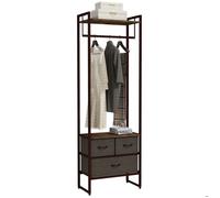 HomCom Portant à vêtements 3 tiroirs en tissu, 2 étagères, tringle 58,5x30x178 cm Marron