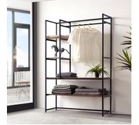 Portant à vêtements Horgau métal MDF 180 x 120 x 40 cm noir effet noyer