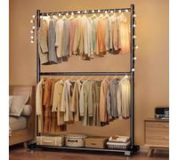 Portant À Vêtements Industriel Pour Conduits, Penderie Portable Commerciale, Autoportant, Portant À Vêtements À Double Barre, Portant À Vêtements Robuste Et Détachable(Zwart,80x40x180cm)