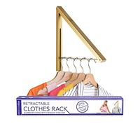 Portant à vêtements Pliable Simple - Fixation Murale - Cintre rétractable pour sèche-Linge - Barre de séchage Suspendue - Petit étendoir Pliable - Accessoires de dortoir (doré)