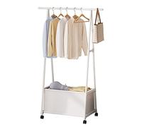 Portant à vêtements, portant avec panier, chariot à linge avec roulettes robustes, chariot de rangement roulant, organisateur de vêtements, porte-manteau, étagère de rangement pour la maison et la c