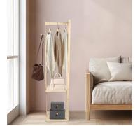 PORTANT À VÊTEMENTS/PORTE-CHAPEAUX AUTOPORTANT - HOMEWELL - 38 X 26 X 156 CM - COULEUR BOIS NATUREL