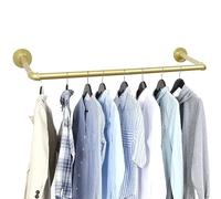 Portant à vêtements Porte-manteau Mural Doré, Bar À Vêtements De Tuyau De Fer Industriel, Étendoir À Usages Multiples Pour La Buanderie, Tringle De Suspension Portable Pour Rangement De(Size:120X25CM)