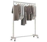 Portant à vêtements réglable en hauteur avec roulettes, porte-vêtements en acier inoxydable pour suspendre les vêtements, grande capacité porte-manteau simple pour chambre à coucher
