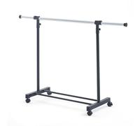 Portant à vêtements rétractable avec Roues, Porte-vêtements Robuste réglable en Hauteur et en Largeur, Tringle Extensible en métal avec étagère de Rangement, Charge 80 kg