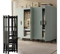 Portant à vêtements robuste avec porte magnétique, armoire portable pliable pour suspendre des vêtements, système de penderie pliable en métal