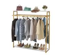 Portant à vêtements Robuste en métal avec étagères - idéal pour Les présentoirs de Vente au détail et Les magasins de vêtements, Double Tringle - 100 x 40 x 150 cm