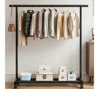 Portant à vêtements roulant noir et blanc, double tringle sur roulettes, penderie métallique autoportante avec étagère inférieure, portant robuste, portable et mobile, organisateur de dressing pour ch