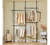Portant à vêtements télescopique - SOBUY - Réglable en largeur - Hauteur jusqu'à 295 cm - Noir - Deux rails horizontaux