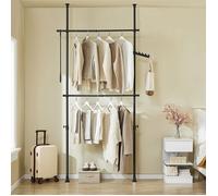 Portant à vêtements télescopique - SOBUY - Réglable jusqu'à 126 cm - Hauteur jusqu'à 295 cm - Noir