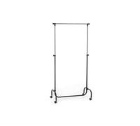 Portant à vêtements TIGER penderie simple sur roulettes vestiaire mobile avec 1 barre de hauteur réglable, en métal chromé et noir