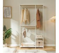 [en.casa] Armoire Ouverte Verdfjorg avec 3 Étagères 3 Barres de Penderie Portant à Vêtements Design Intemporel Moderne pour Chambre Dressing Stockage Rangement 200 x 110 x 40 cm Blanc