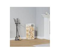 Portant de bois chauffage blanc 25x25x60 cm