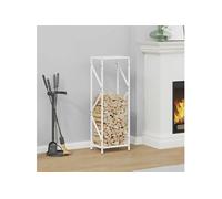 vidaXL Portant de bois chauffage blanc 34x25x100 cm, support à bûches de cheminée, support à bûches, support à bûches, 864324